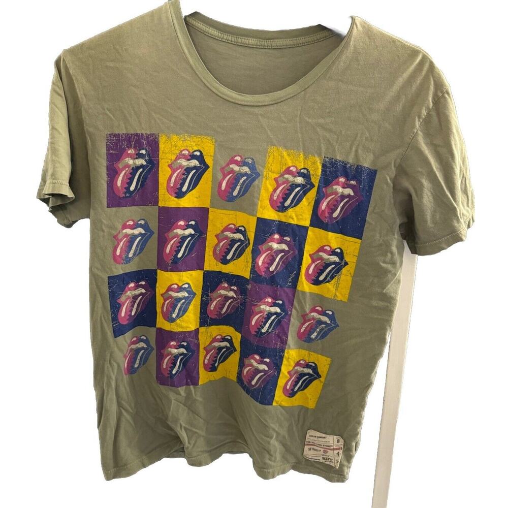 Rolling Stones Short Sleeve Tee Shirt Women Size Medium Green